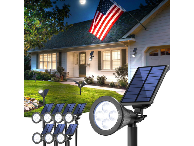 8 Pack Solar Spot Lights Outdoor Waterproof with Focus Beam Solar SpotLights for Flag Tree, 2 Lighting Modes, Solar Landscape Lights for Yard...