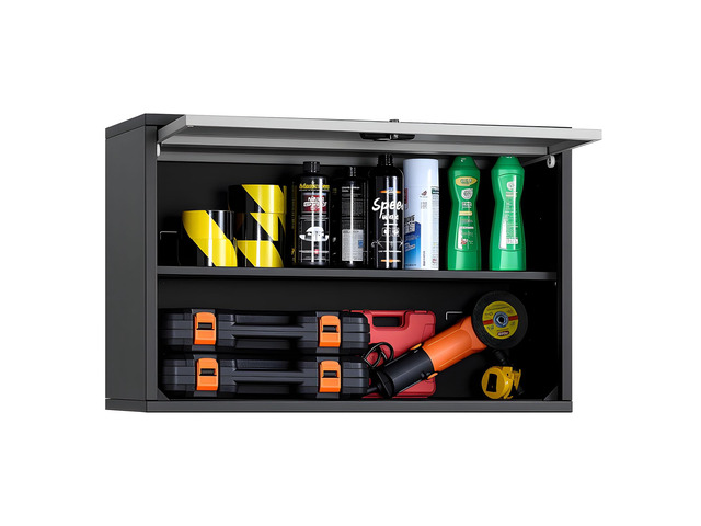 Metal Wall Cabinet, 30.31 x 12.01 x 19.69 Inch, Floating Garage Tool Cabinet with Up-Flip Door and Shelf, 240 lbs Load Capacity, Fit for Garage,...