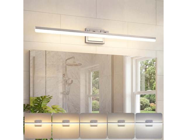 Modern Bathroom Vanity Light 39.4 inch, Rotatable, 34W Dimmable 5CCT Led Bathroom Light Fixture Over Mirror, Brushed Nickel Bar Vanity Light for...