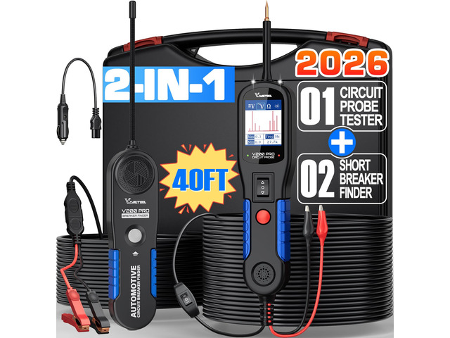 V200 Pro Automotive Circuit Tester, Power Circuit Probe Tester Breaker Finder Tool, 12/24V Electrical Open Short Circuit Finder, Wire Tracer, AC/DC...