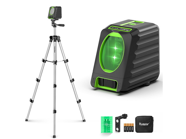 Laser Level and 40in Tripod, 150°/150Ft Laser Level with Pulse Mode Self Leveling Lazer Leveler Tool Switchable Green Cross Line for Picture...