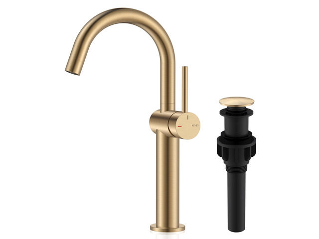 Champagne Bronze Vessel Sink Faucet, 1 Handle Tall Bathroom Faucet Vessel Bowl Faucet with Pop Up Drain & Supply Lines, Lead-Free cUPC & NSF...