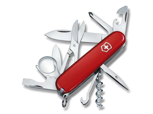 Explorer Swiss Army Knife - 16 Function Pocket Tool - Red Swiss Made Multi-Tool with Magnifying Glass, Phillips Screwdriver, Scissors, 2 Blades,...
