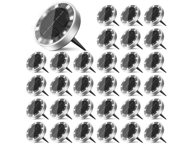 30 Solar Lights Outdoor Waterproof, 8 LED Solar Ground Lights Flat Solar Disc Light Landscape Lighting for Pathway Garden Yard Walkway Driveway...