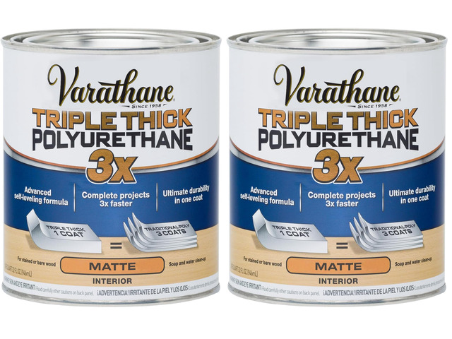 Triple Thick Polyurethane Matte Wood Finish, Quart (Pack of 2)