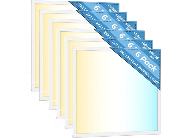 2x2 LED Light Flat Panel, 30-72W, 5 CCT 3K 3.5k 4K 5K 6.5K, Dimmable Recessed Drop Ceiling Lights, 3750/5000/6250/7500/9000 Lumen, Lay in Fixture...