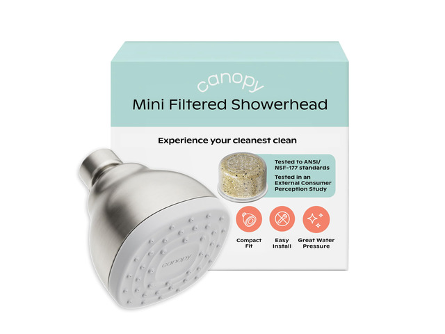 Mini Filtered Shower Head - Compact Filter for Hard Water - Nickel