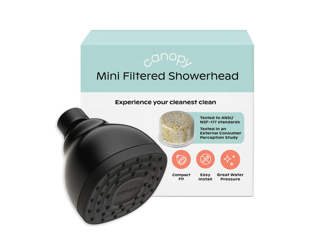 Mini Filtered Shower Head - Compact Filter for Hard Water - Black