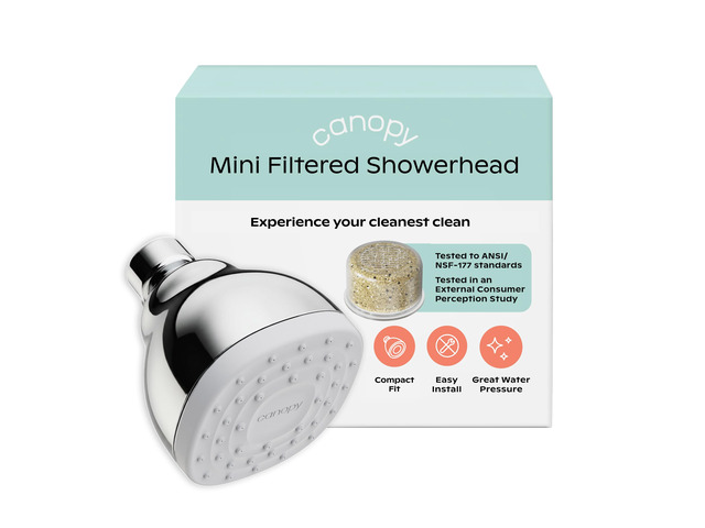 Mini Filtered Shower Head - Compact Filter for Hard Water - Chrome
