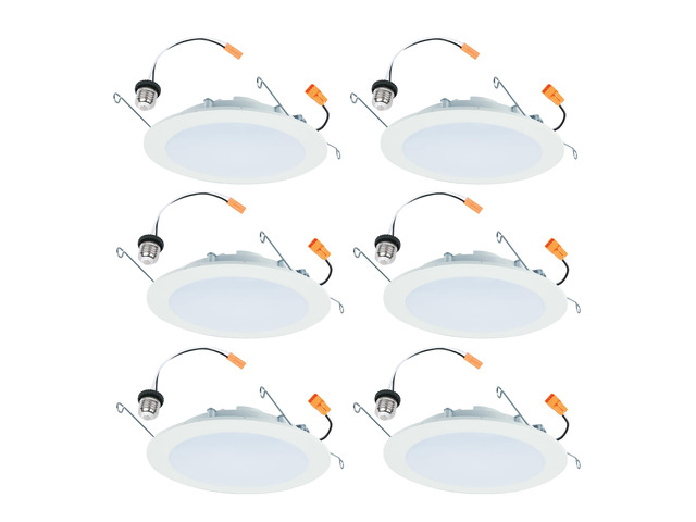 HLBT 6 inch LED Recessed Light Slim Trim Retrofit 5CCT 765lm 6PK slim disk wafer retrofit can light LED trim, wet-rated for showers and outdoor...