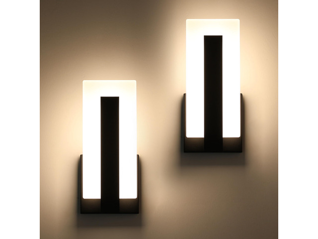 Modern LED Wall Sconce Dimmable Wall Mounted Lamp Set of 2, Black 3000K Warm White Wall Lamp, Hardwired Bathroom Vanity Light, Indoor Wall Lights...