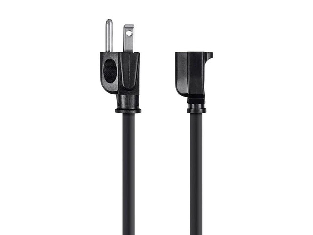 3-Prong Extension Cord - 3 Feet - Black (10 Pack) NEMA 5-15P to NEMA 5-15R, 16AWG, 13A