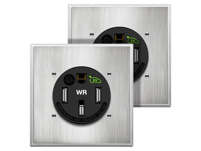 Extra Weather-Resistant Flush Receptacle, NEMA 14-50R, UL Listed 2-Pack, Matte Black, EV Charging, 3-Pole, 4-Wire, 2.40' Diameter, 125/250Vac, New...