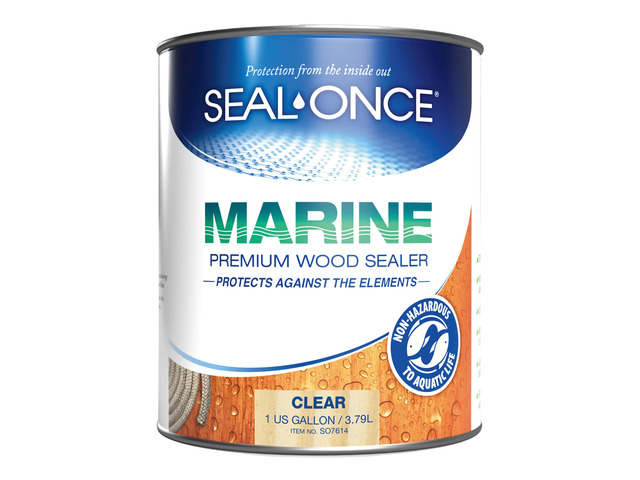 Marine Penetrating Wood Sealer and Waterproofer, Clear, 1 Gallon Waterproofer & Stain, Water-Based, Ultra-low VOC formula, For high-moisture areas...