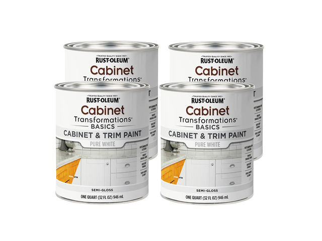 372007-4PK Transformations Basics Cabinet & Trim Paint, Quart, Pure White, 0.25 Gallon (Pack of 4)