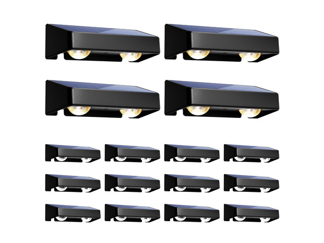 Solar Fence Lights Outdoor, 9 Fixed Colors Color Changing Fence Solar Lights Outdoor Waterproof IP65, LED Deck Lighting for Backyard Wall Step...