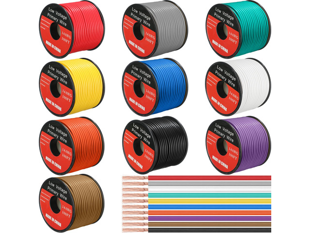 10 Pcs 14 Gauge Automotive Wire 150 Ft, CCA for 12V Car Audio Copper Clad Aluminum with 10 Colors, Stranded Primary Wire for Automotive Electrical...