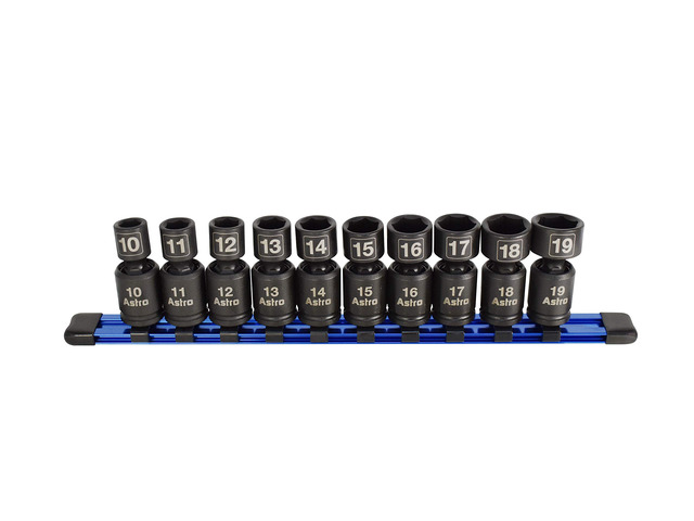 Astro Pneumatic Tool 78344 Metric 3/8' Drive Nano Pinless Universal Impact Sockets (10Piece)