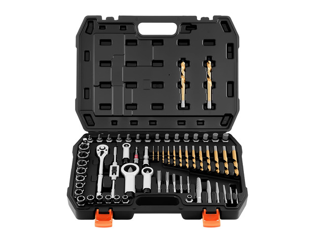63-Piece Bolt Extractor Kit & Screw Extractor Set, Lug Nut Removal Tool with Left Hand Drill Bit Set, Nut Splitters, Taps & Tap Wrench, Ratchet,...