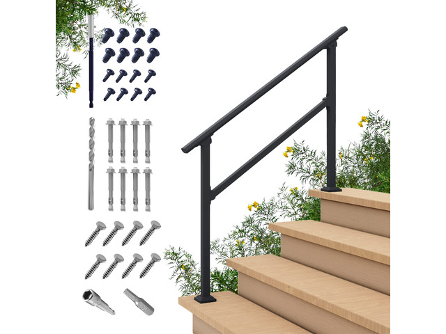 CR Fence & Rail Handrails for Outdoor Steps & Indoor Stair Railing Kit, 3-4 Steps Safety Hand Rail for Porch & Deck