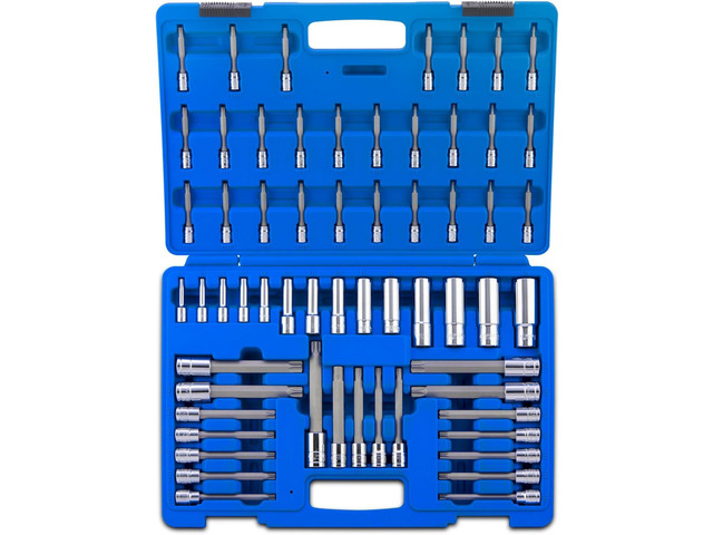10287A Extra Long Socket Bits and Deep Socket Set 60 Piece S2 Tamperproof Torx Plus Bits and Cr-V Steel E-Torx Sockets