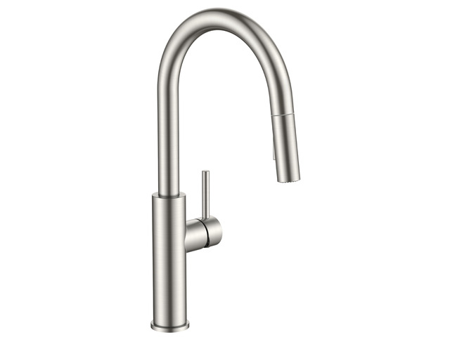 Kitchen Faucet with Pull Down Sprayer, Classic High Stainless Steel Lead-Free, Single Handle, Brushed Nickel Sink Faucet, 1 or 3 Hole Deck Mount...