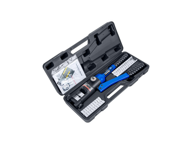 Hydraulic Cable Lug Crimper 16 Ton, 9 AWG-600 MCM Tool Electricians & Contractors, 13 Die Sets for Crimping 9 AWG-600 MCM Copper & Aluminum Cable Lugs