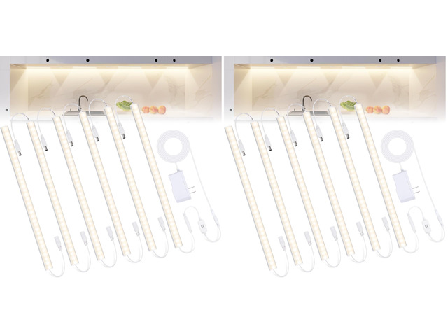 6PCS x 12 inch Under Cabinet LED Lights 4500K, Dimmable Under Counter Lights for Kitchen, Led Under Cabinet Lighting, Plug-in Under Cabinet Lights...