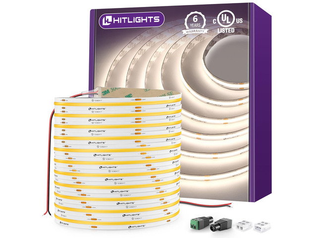 COB LED Strip Lights Neutral White 4000K, 32.8ft 24V, UL Listed 5120 LEDs, 350+ lm/ft, CRI 90+, IP30, High Density, Cuttable, Tape Lighting for...