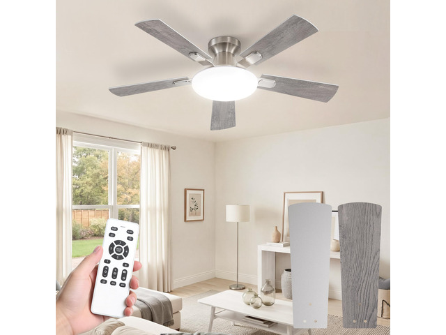 42 Inch Flush Mount Ceiling Fans with Lights, Remote & APP Control Bright Light, 3CCT, Dimmable, Memory Function, Timer, Reversible Blade, Quiet DC...