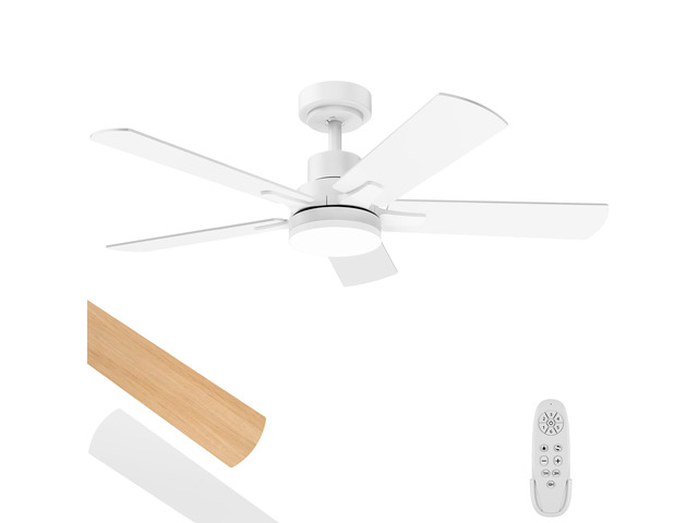 Ceiling Fan With Light 42-Inch, Remote Control Reversible DC Motors, 3CCT Dimmable Timer Noiseless, White Ceiling Fan for Bedroom Living Room,...