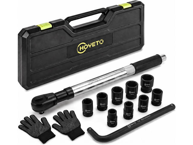 430mm offset Extension Ratchet Wrench Socket Set, Impact Ready Reach tight spaces easily. Use manually for precision or attach an impact wrench for...