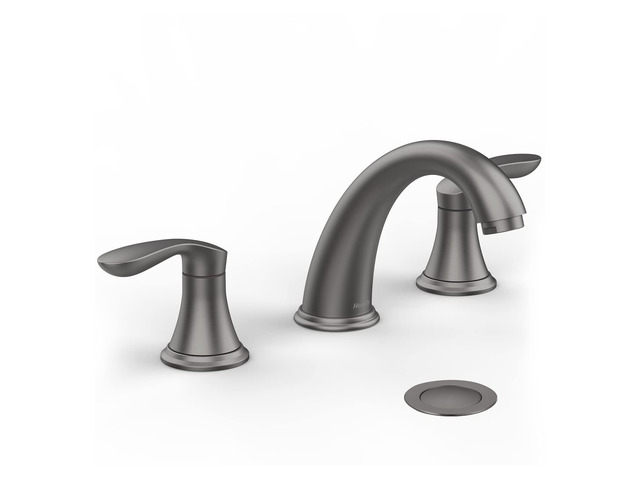 Bathroom Sink Faucet, Faucet for Bathroom Sink, Widespread Gun Grey Bathroom Faucet 3 Hole with Stainless Steel Pop Up Drain and cUPC Lead-Free...