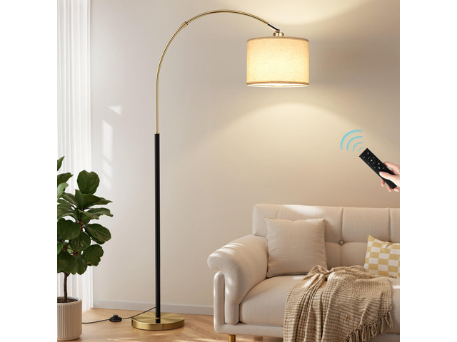 Dimmable Arc Floor Lamp with Remote, Color Temperatures and Brightness Adjustable, Arched Floor Lamp with Rotating Head, Over Couch Arched Reading...