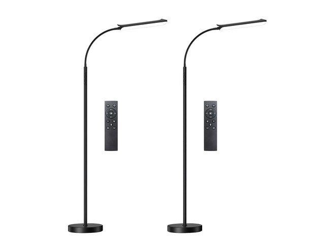 Floor Lamp 2 Pack, 18W 1800LM Bright LED Floor Lamp with 2 Remotes & Works with Smart Plug, Dimmable Timing Eye Caring Standing Reading Floor Lamps...