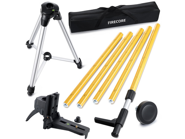 12 Ft./3.7M Professional Laser Level Pole with Tripod and 1/4-Inch by 20-Inch Laser Mount for Rotary and Line Lasers, Adjustable Telescoping Laser...