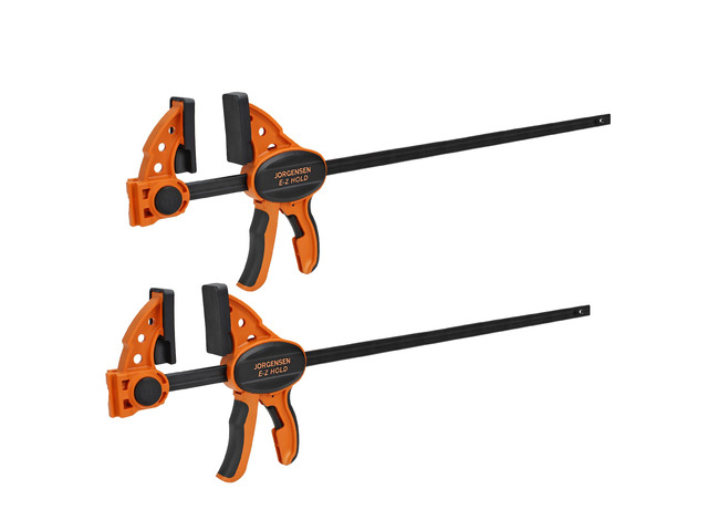 18' E-Z Hold Medium-Duty Bar Clamps, 400 lbs Load Limit, 2-Pack Expandable Bar Clamps for Woodworking, One-Handed Clamp/Spreader, Quick Release