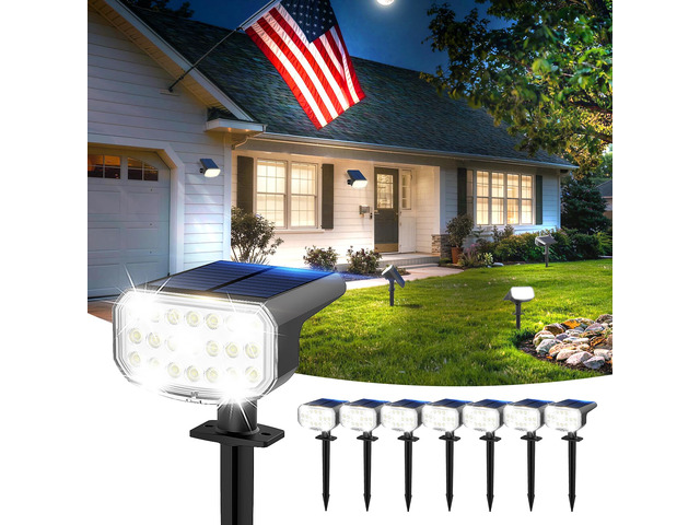 Solar Spotlights Outdoor Waterproof with Focus Beam, 8 Pack Solar Spot Lights, 2 Lighting Modes, Solar Lights for Yard Garden Lawn Landscape...