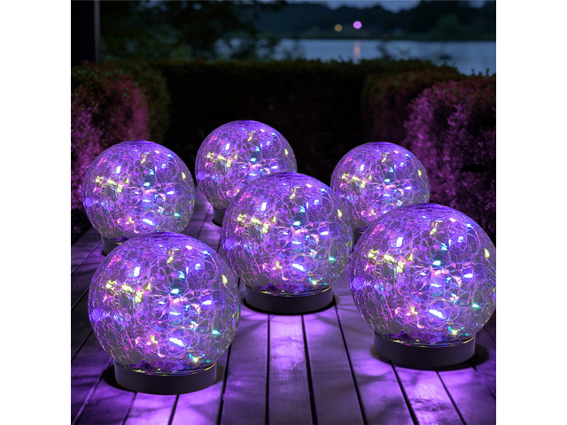 Solar Globe Lights Outdoor Waterproof-Solar Balls-Solar Garden Lights Orbs Solar Globe Lights for Outside 6 Pack Cracked Glass Ball for Lawn Patio...