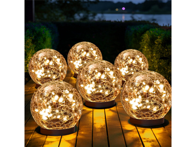 Solar Globe Lights Outdoor Waterproof-Solar Balls-Solar Garden Lights Orbs Solar Globe Lights for Outside 6 Pack Cracked Glass Ball for Lawn Patio...