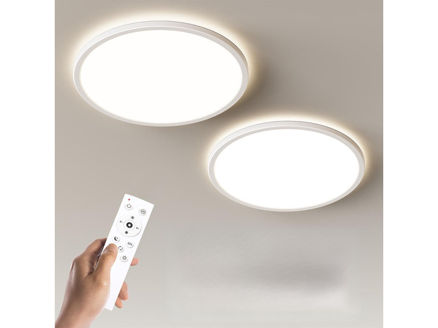 LED Flush Mount Ceiling Light Fixture with Remote Control, 15.4 Inch 3000K-6500K Dimmable Round Low Profile Ceiling Lamp for Living Room Bedroom...