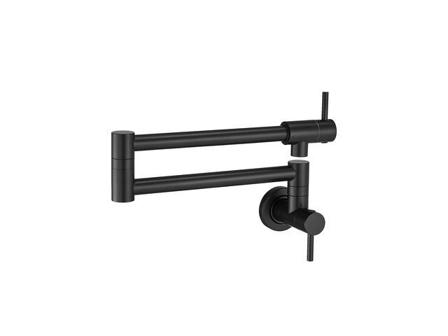 Pot Filler Faucet Matte Black for Kitchen Over Stove 22.5 Inch Wall Mount Folding Stretchable Kitchen Stainless Steel Pot Filler Double Joint Swing...