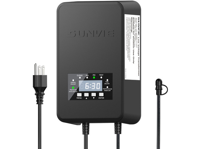 120W Low Voltage Transformer Outdoor Landscape Lighting Transformer with Timer and Photocell Sensor Waterproof 120V to 12V/14V AC Low Voltage...