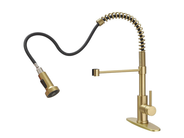 Kitchen Faucet, Kitchen Faucets with Pull Down Sprayer Sus304 Stainless Steel Industrial Single Handle One Hole Faucet for Farmhouse Camper Laundry...