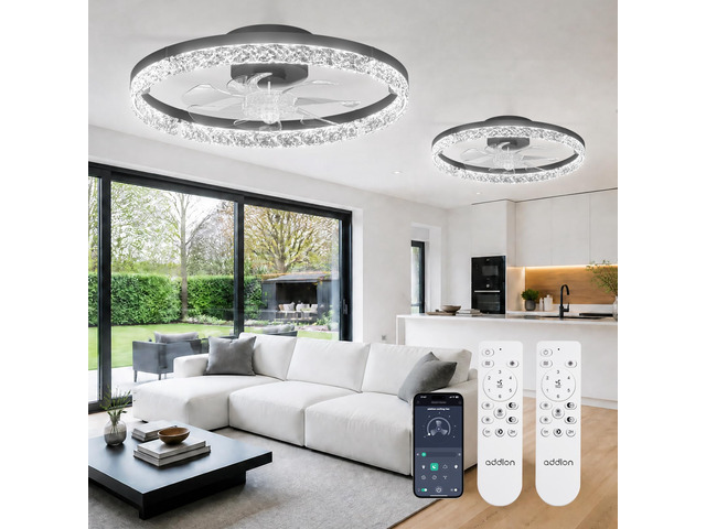2 Pack 20 Inch Low Profile Ceiling Fans with Lights, Remote, Black Flush Mount Fandelier, 3CCT Dimmable LED, Bluetooth App/Remote, Timer, Memory,...