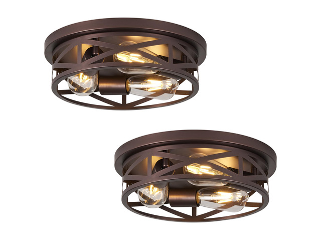 13 inch Flush Mount Ceiling Light Fixtures,3-Light Modern Hallway Light Fixtures Ceiling, Brown Lights Fixture Ceiling Mount for Farmhouse,Kitchen,...