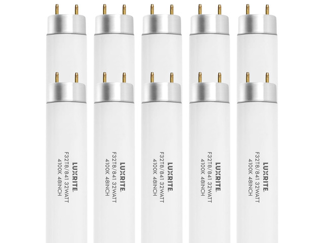 F32T8/841 32W 48in T8 Fluorescent Tube Light Bulb, 4100K (10 Pack) Cool White, 2800 Lumens, G13 Medium Bi-Pin Base, Model LR20732, 48 Inch Length,...