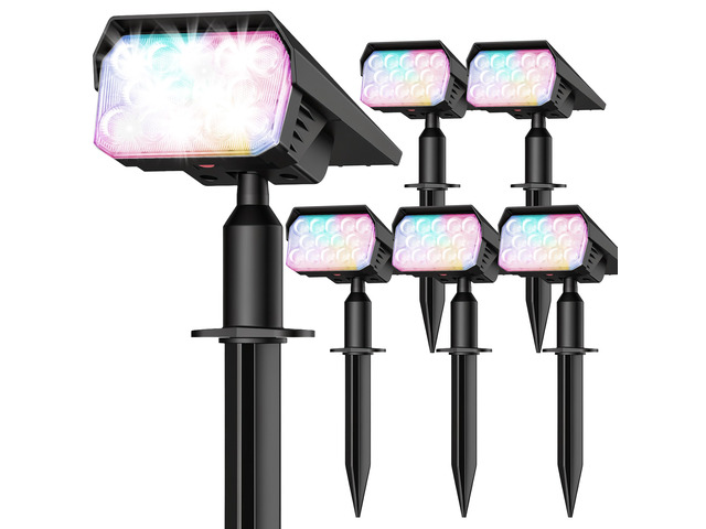 Solar Color Changing RGB Lights IP65 Waterproof, 56 LED 8 Lighting Modes Solar Spotlights, Landscape Lights for Yard Garden Pathway Holiday Decor,...