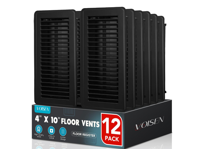 Floor Register 4x10, 12 Pack Black Floor Vent Covers Heavy Duty Steel Walkable Floor Vents,Vent Covers for Home Floor