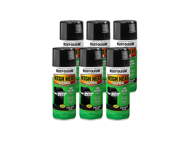 High Heat Ultra Semi-Gloss Black Spray Paint Up To 1200°F Protection, Grills, Smokers & Stoves, Rust Resistant Finish, Corrosion Resistant, 12 Oz